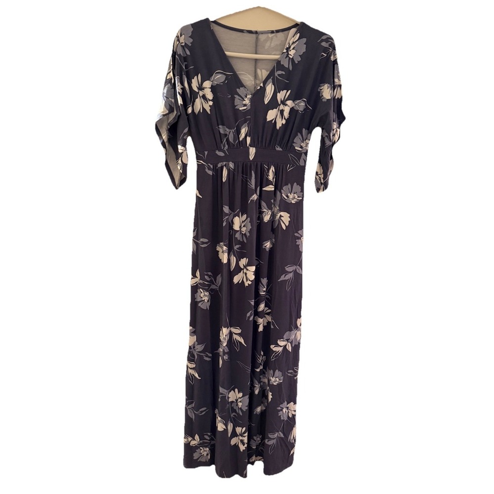 NWT Isabel Maternity Gray Floral Maxi Dress XS